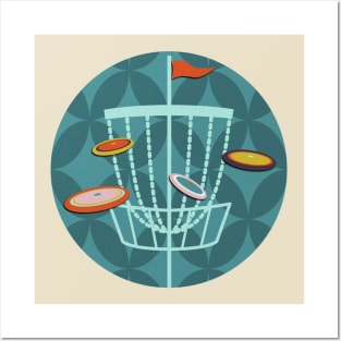 Disc Golf Basket Teal Posters and Art